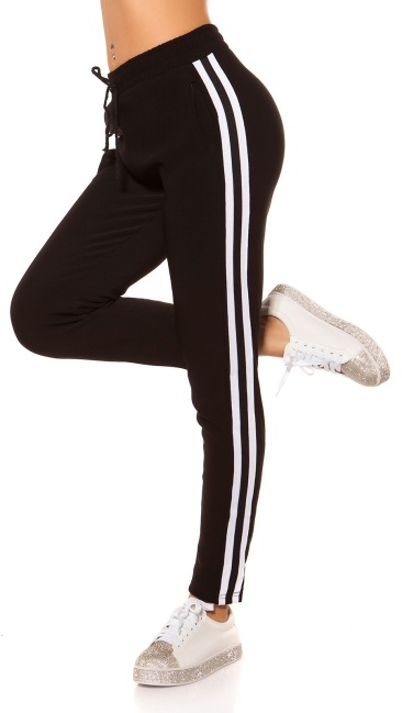 Trendy thermal joggers with contrast stripes Whiteblack